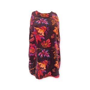 ALICE BLUE x STITCH FIX Burgundy Multi Color Floral Layered Silk Tank Top